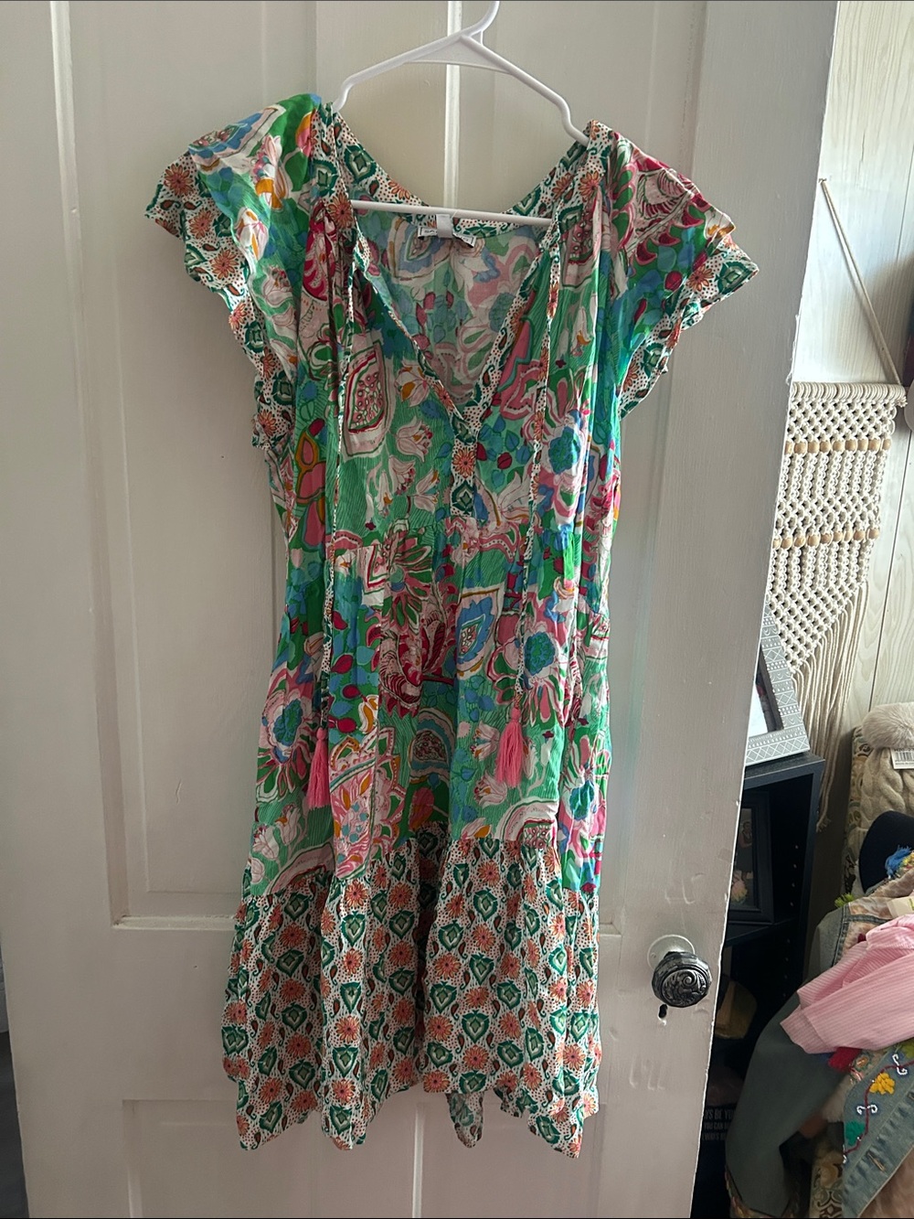 Green Floral Paisley Women’s Boho Dress